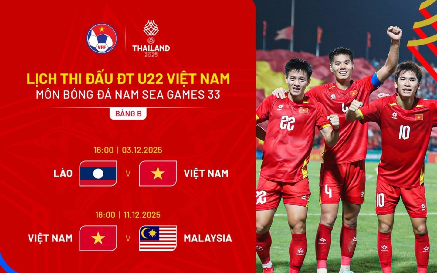 Lịch thi đấu bóng đá nam vòng bảng tại Sea Games 33