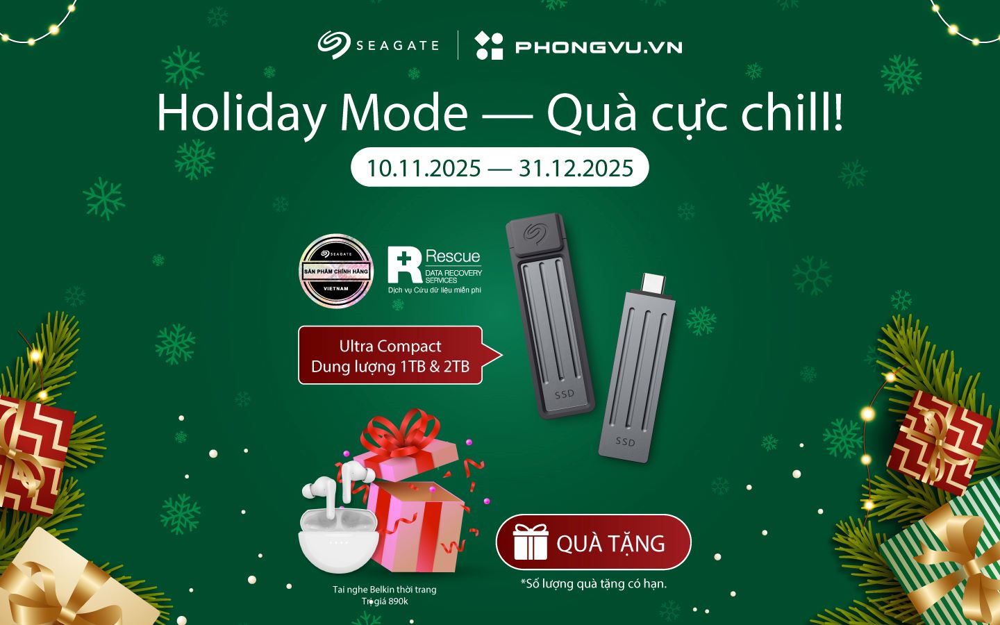 Mua ổ cứng Seagate nhận ngay tai nghe Belkin