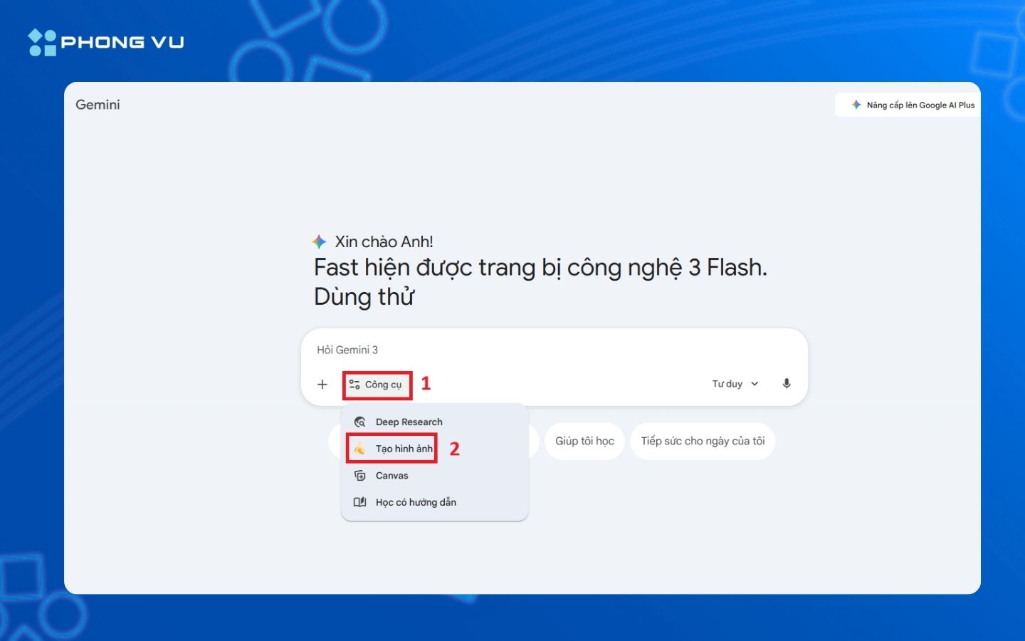 Chọn mục Tạo hình ảnh
