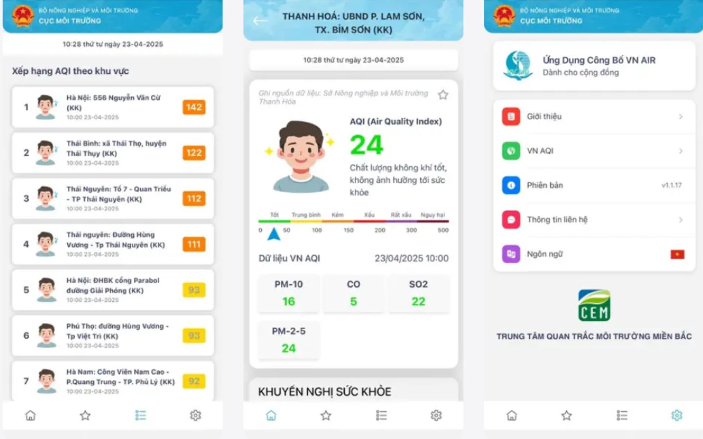 Top 7 app đo chất lượng không khí ô nhiễm chính xác nhất 7 VN Air lấy dữ liệu tập trung vào các thành phố và khu vực tại Việt Nam