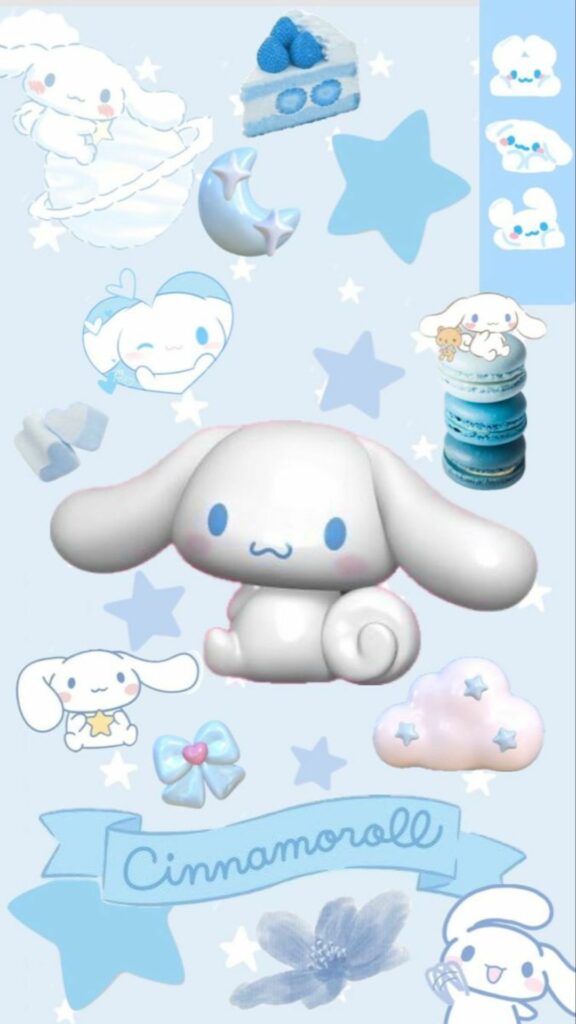 Cinnamoroll phong cách sticker, màu xanh baby cực dễ thương