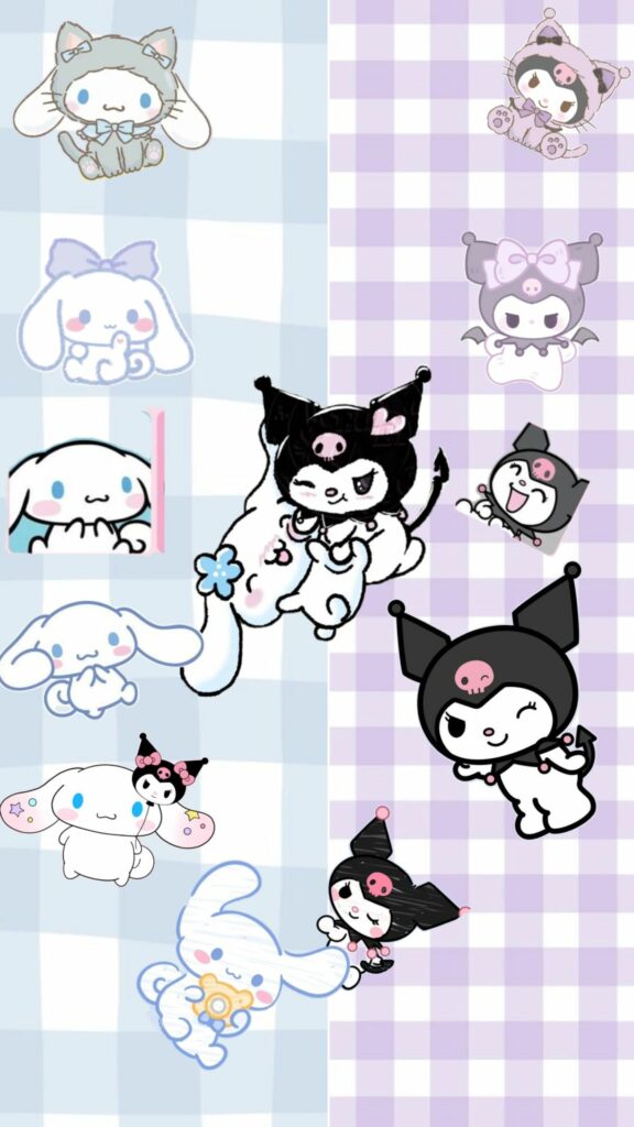 Pattern caro tím, icon nhỏ cute nhìn là mê