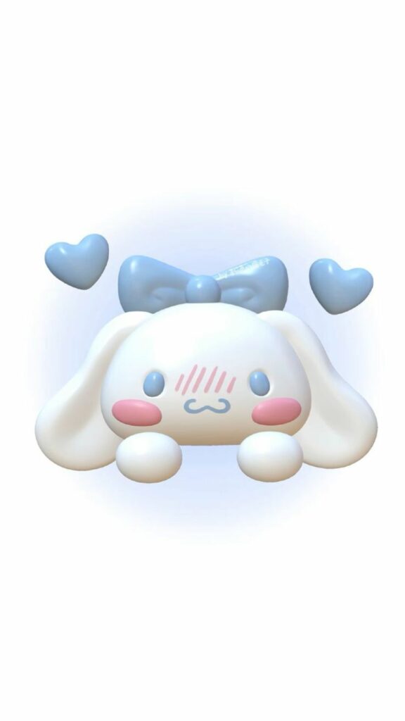 Cinnamoroll trắng nền, má hồng tim bay siêu cute