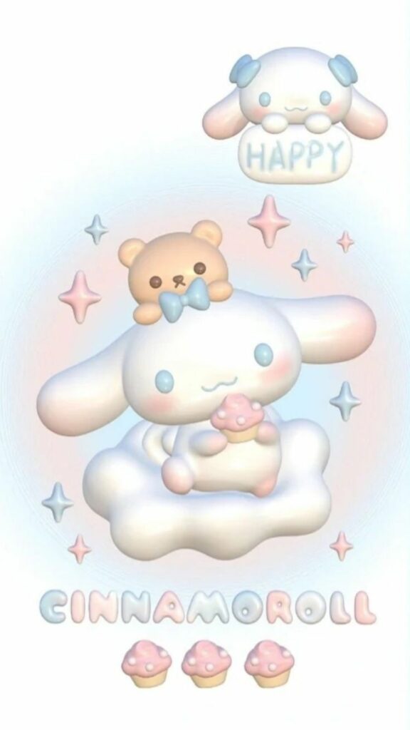 Cinnamoroll ôm gấu, pastel nhẹ nhàng cho ngày vui