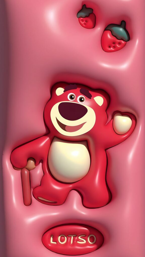 Lotso 3D nổi bật nền hồng bóng