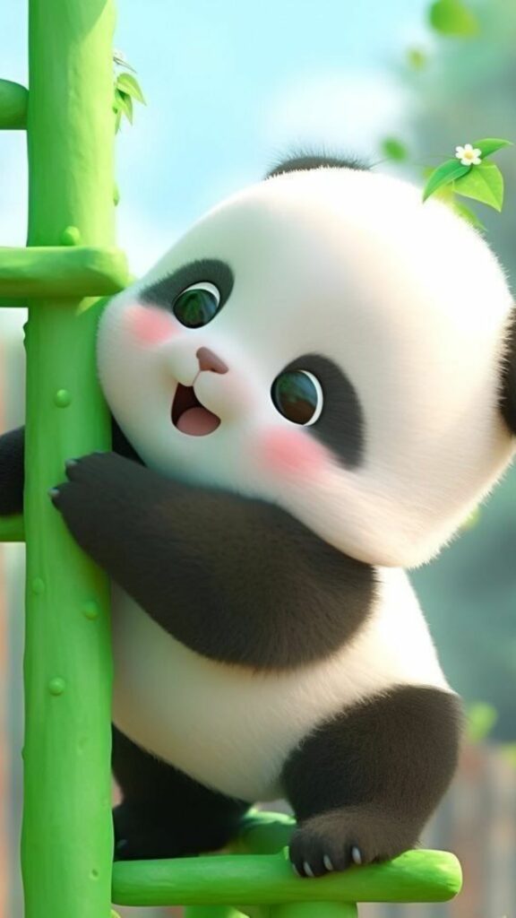 Panda leo tre dễ thương