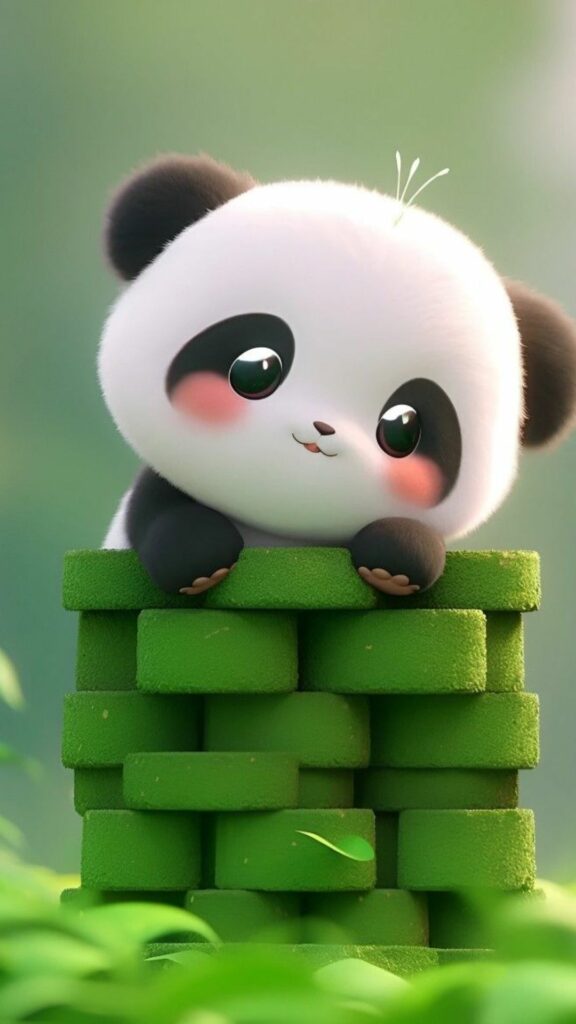 Panda ngồi gạch xanh phong cách