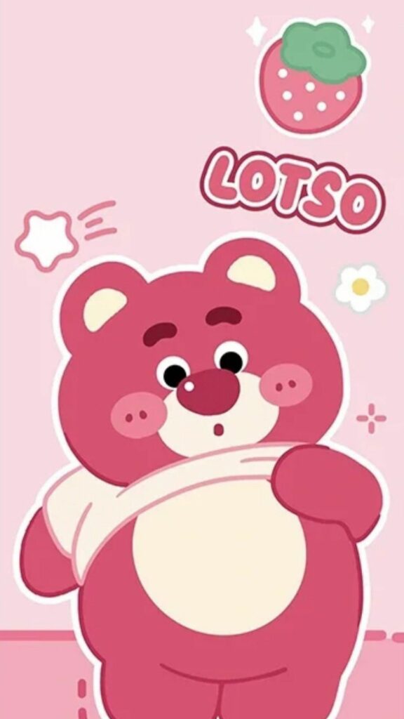 Lotso đứng thẳng nền hồng pastel nhẹ