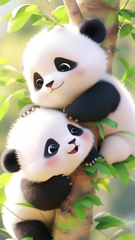 Panda mẹ con quấn quýt yêu