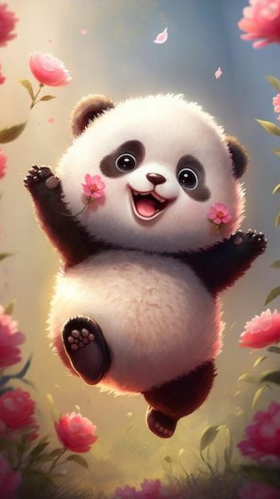 Panda nhảy múa giữa hoa xuân