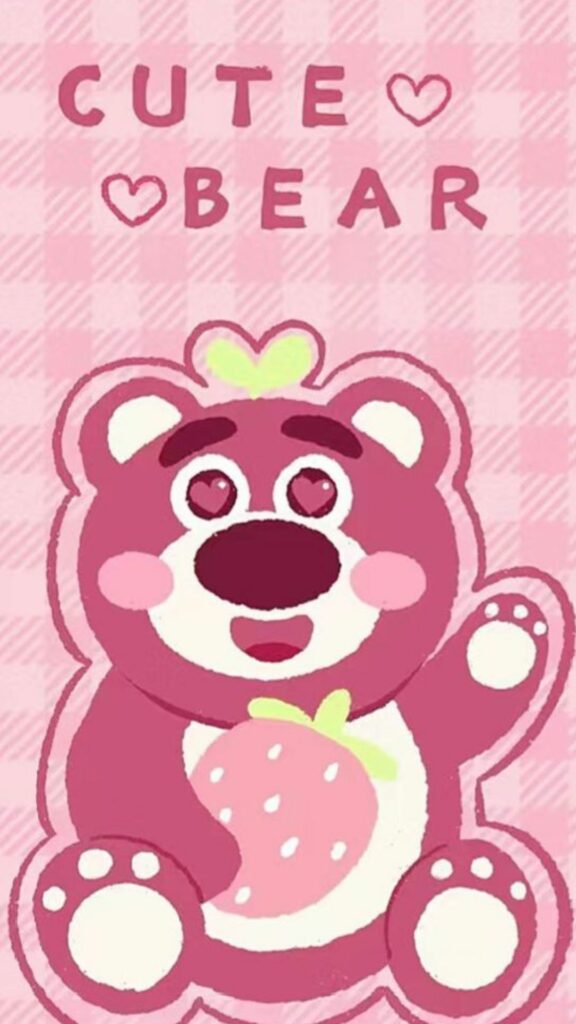 Gấu dâu cute phong cách kawaii hồng