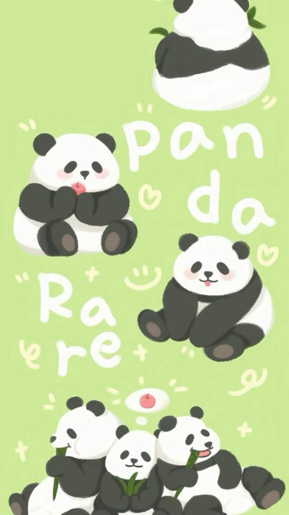 Panda dễ thương phong cách chữ đáng yêu