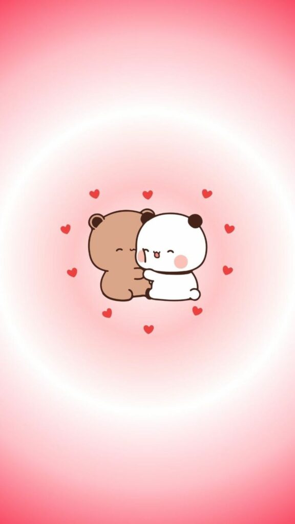Hình nền gấu cute Bubu Dudu giữa vòng tròn yêu