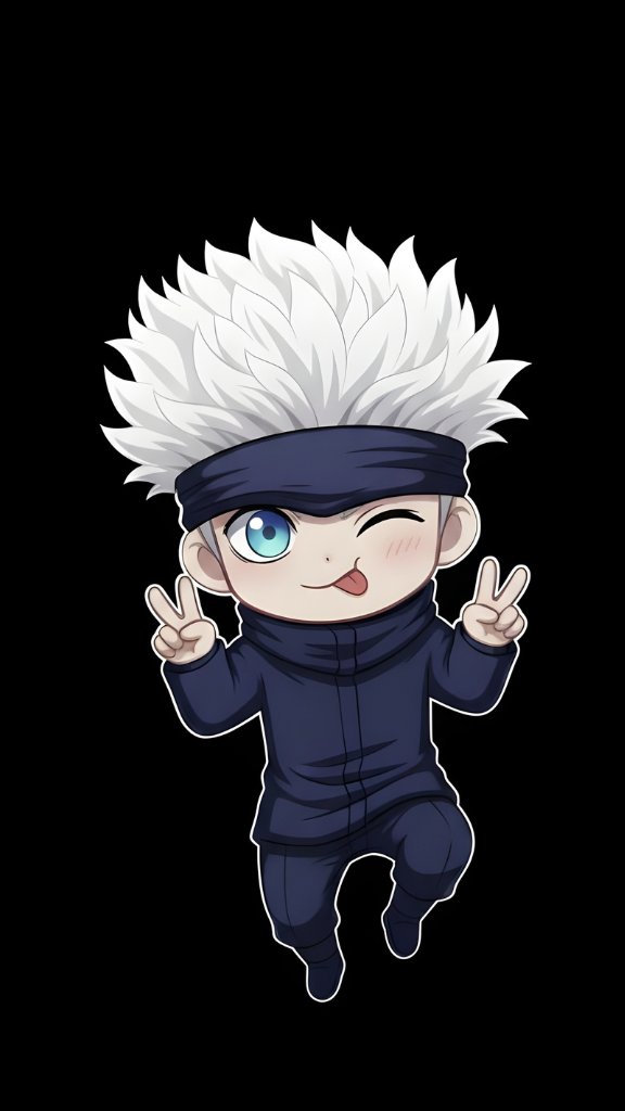 Hình nền chibi Gojo say hi và nháy mắt