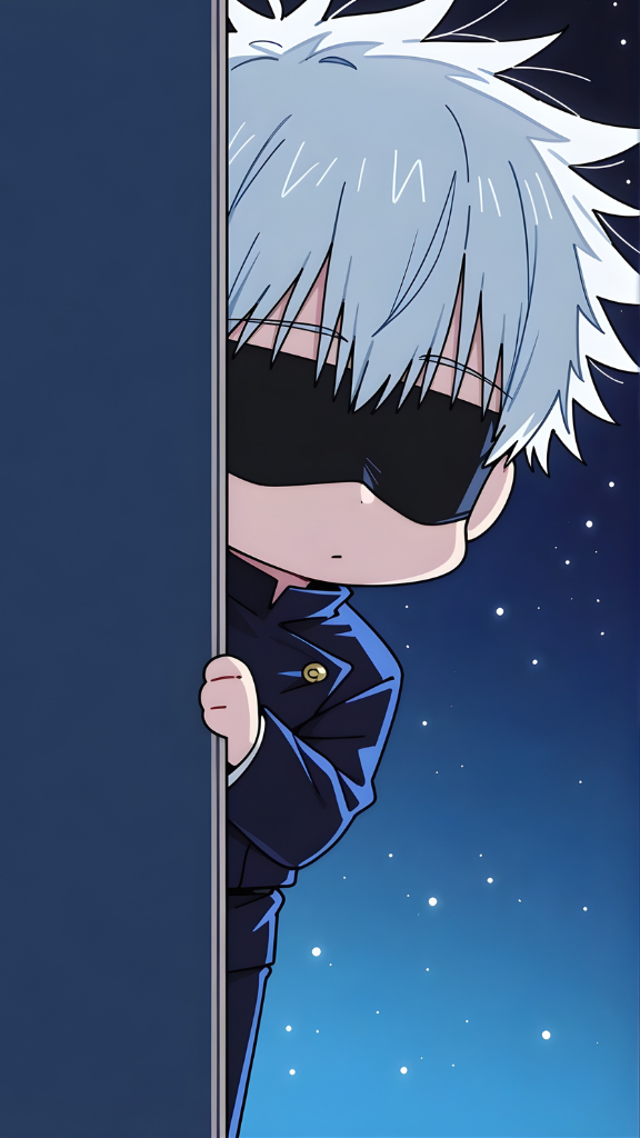 Hình nền chibi Gojo lấp ló dễ thương