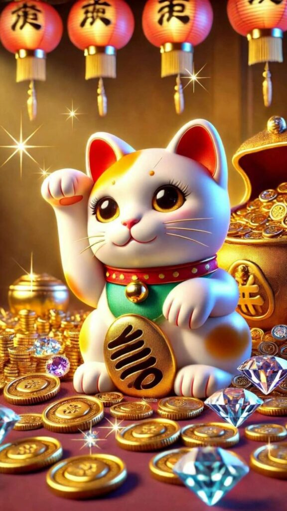 Mèo thần tài truyền thống lan tỏa may mắn đầu năm