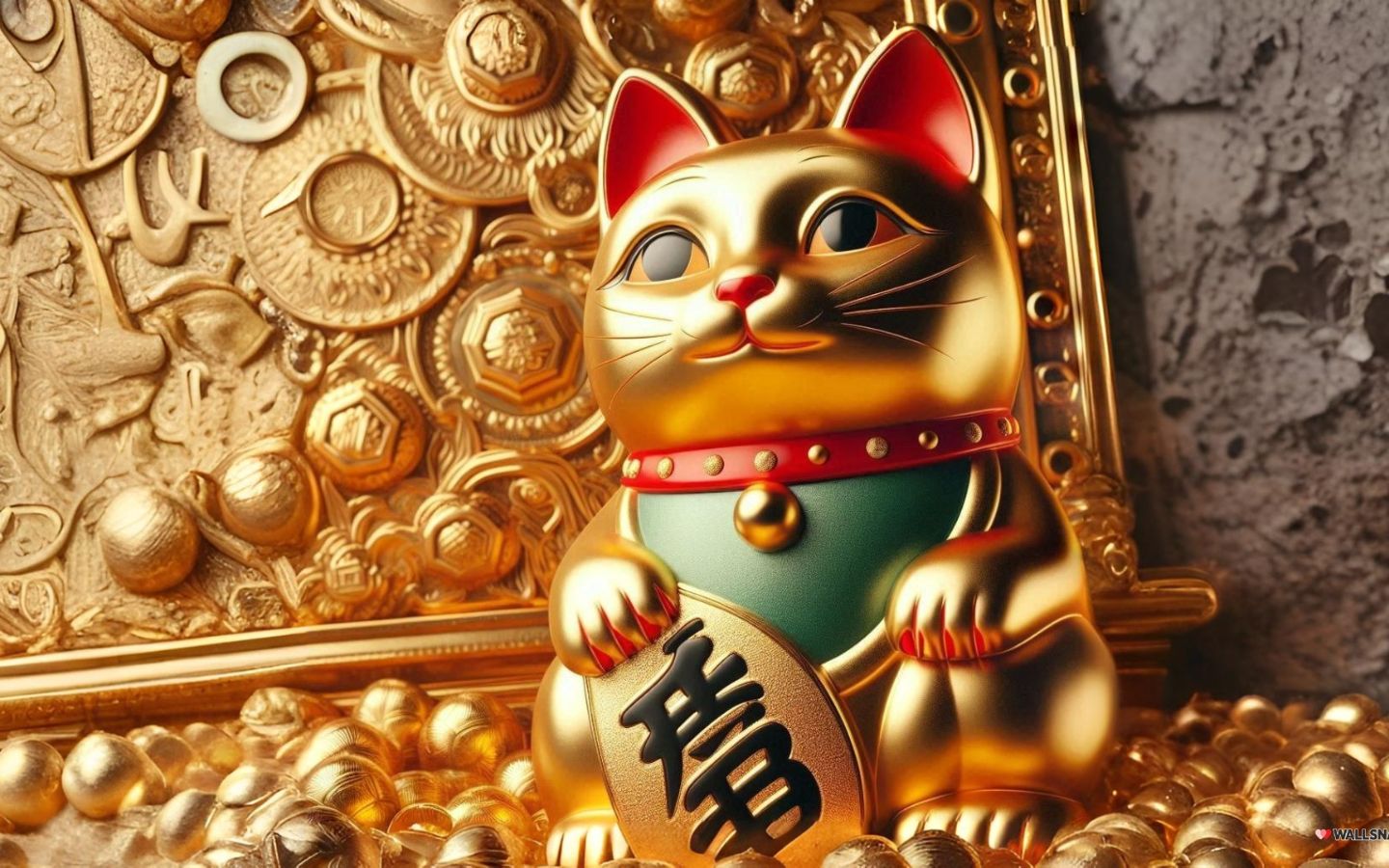 Hình nền mèo thần tài ánh kim sang trọng