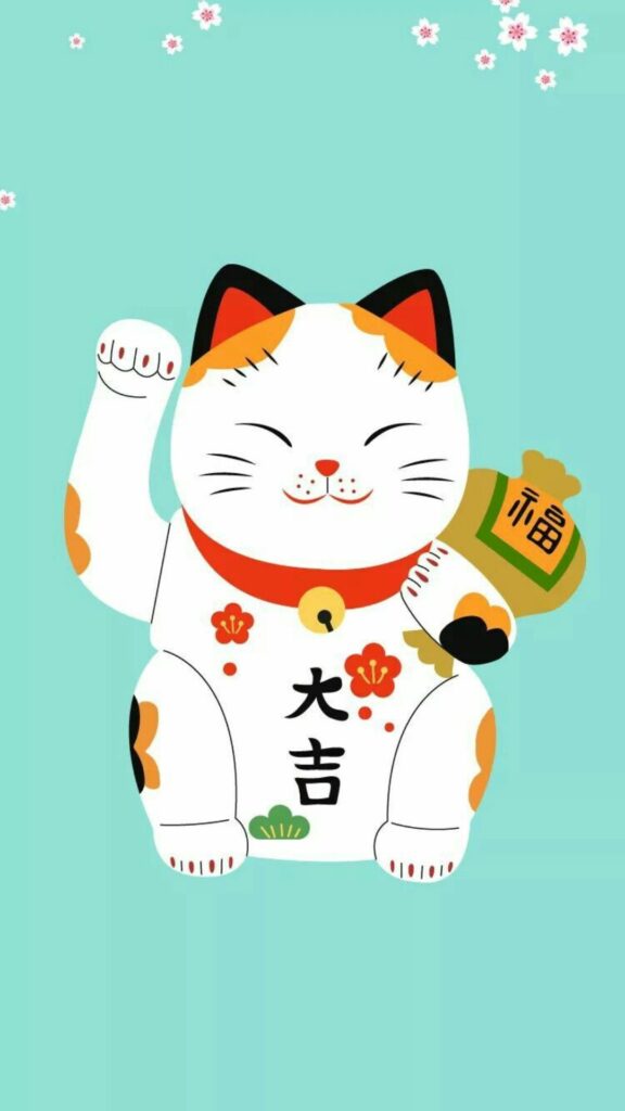 Hình nền mèo thần tài dễ thương may mắn