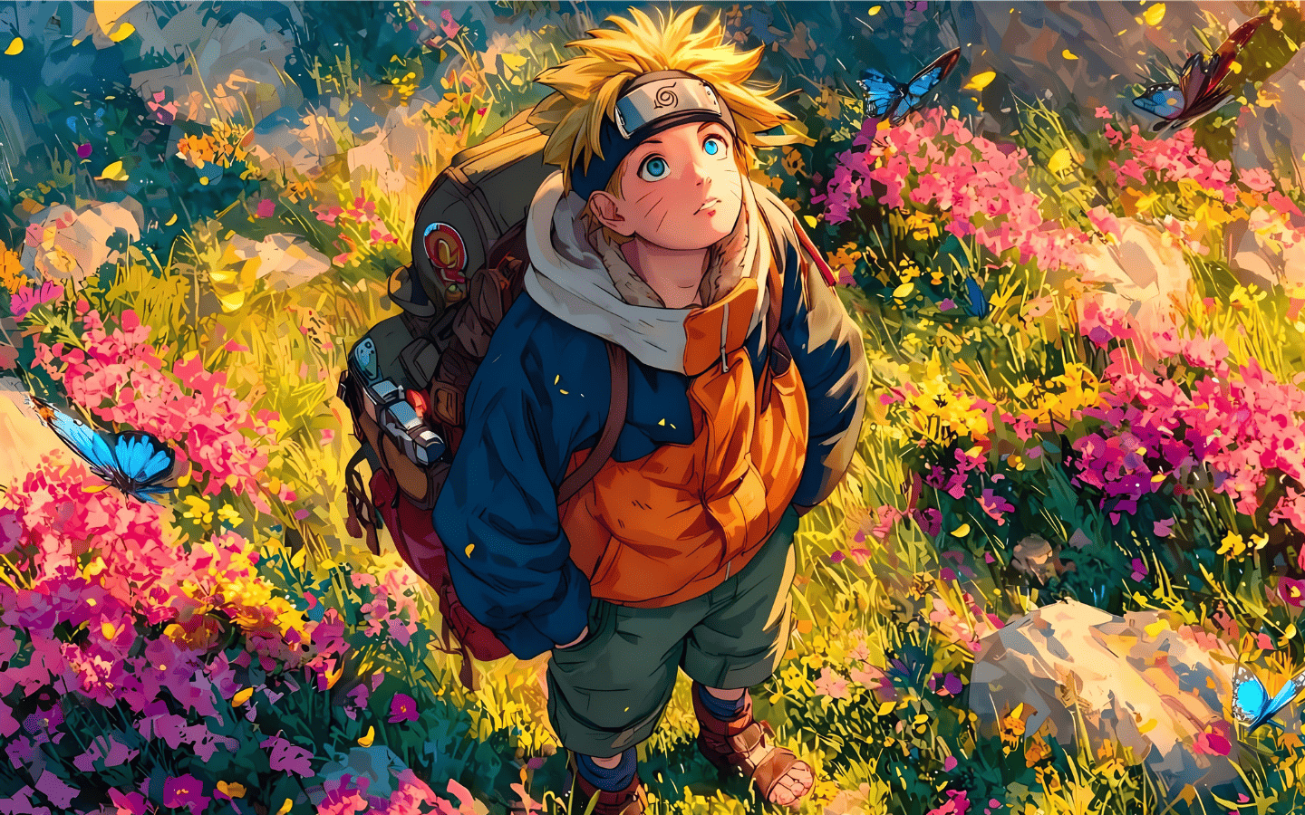 Hình nền Naruto Uzumaki nhìn lên bầu trời 