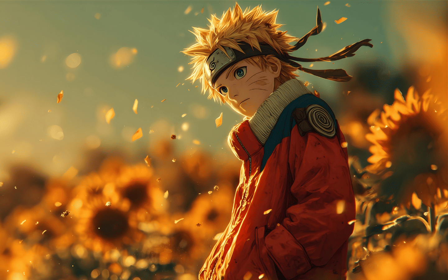Hình nền Naruto Uzumaki dưới hoa bay 