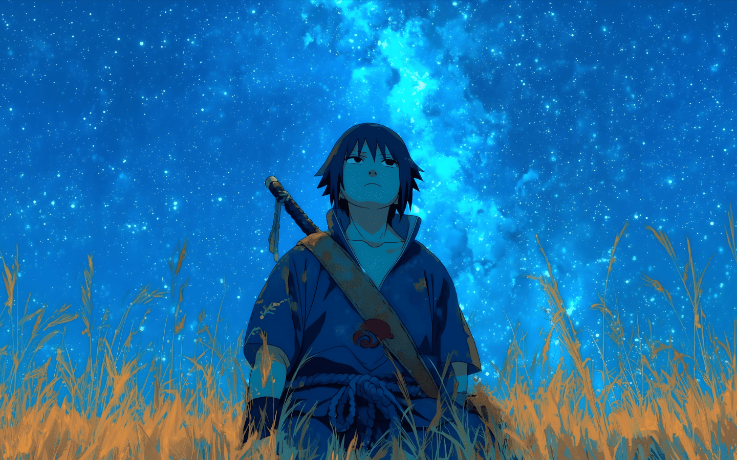 Hình nền Sasuke 4K dưới bầu trời xanh