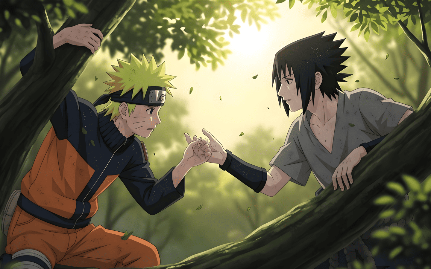 Hình nền Naruto vs Sasuke làm hòa 