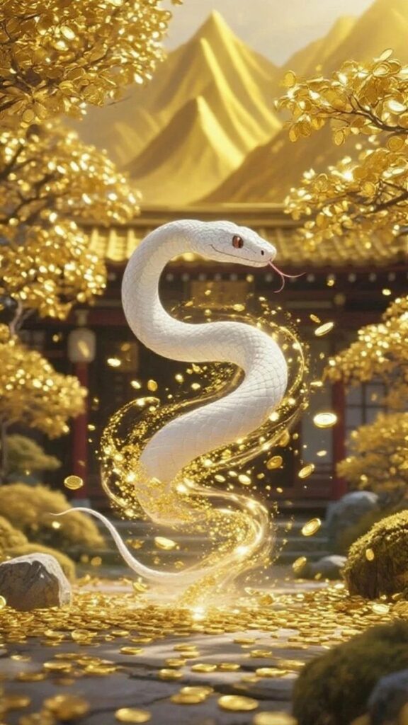 Rắn vàng uốn lượn giữa núi tài