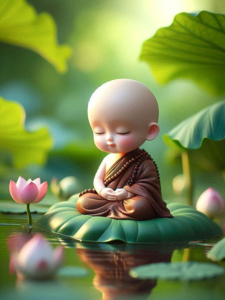 Chú tiểu thiền định giữa thiên nhiên yên bình