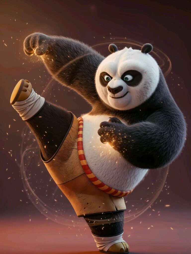 Gấu trúc Kungfu tung cước mạnh mẽ đầy năng lượng