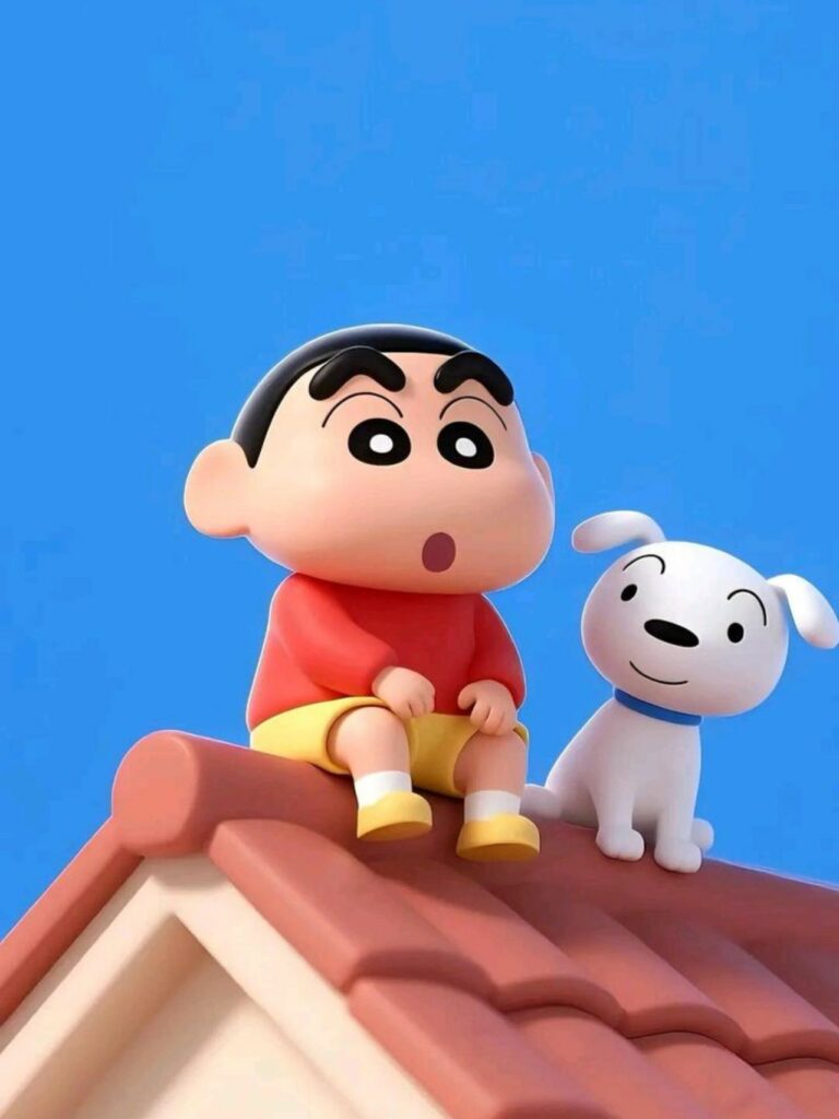 Bé Shin ngồi mái nhà ngắm trời cùng Bạch Tuyết