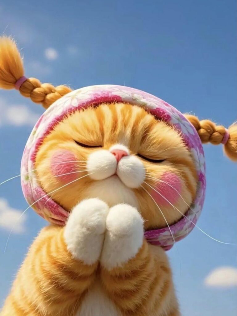 Mèo cam che mặt ngại ngùng dễ thương