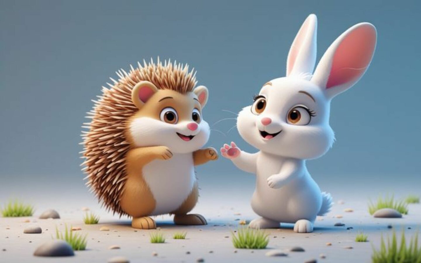 Nhím nhỏ kết bạn cùng thỏ trắng đáng yêu hiền