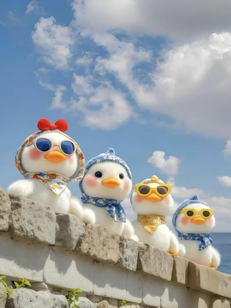 Dàn gà con xếp hàng ngắm mây