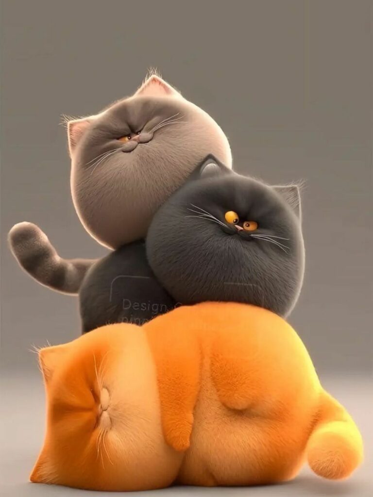 Ba chú mèo ngủ chồng lên nhau
