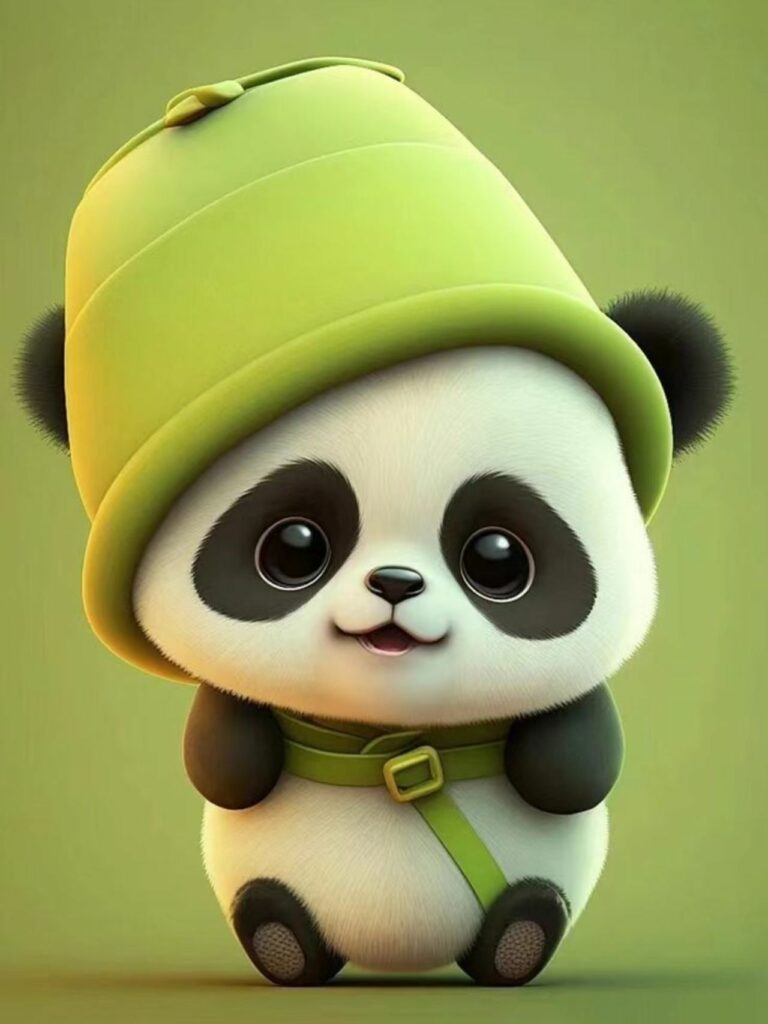 Gấu trúc đội mũ xanh đáng yêu