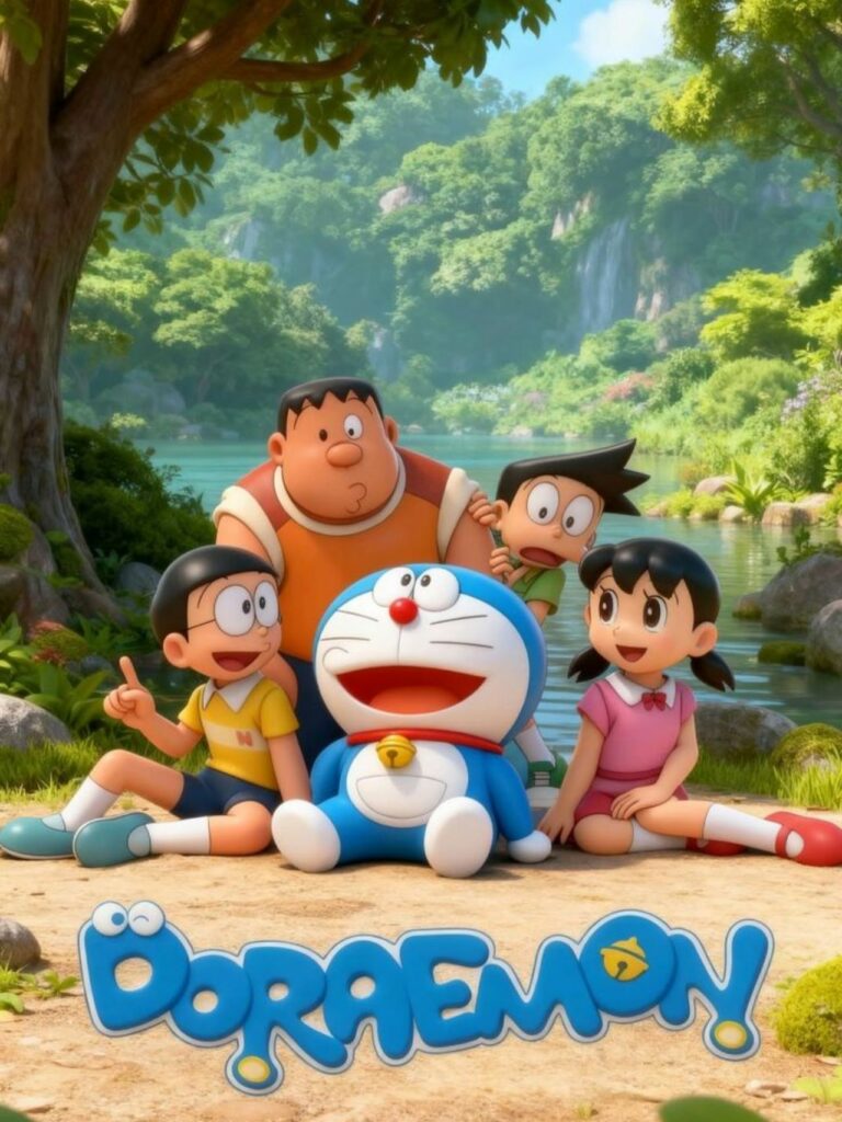 Gia đình Doraemon quây quần giữa thiên nhiên