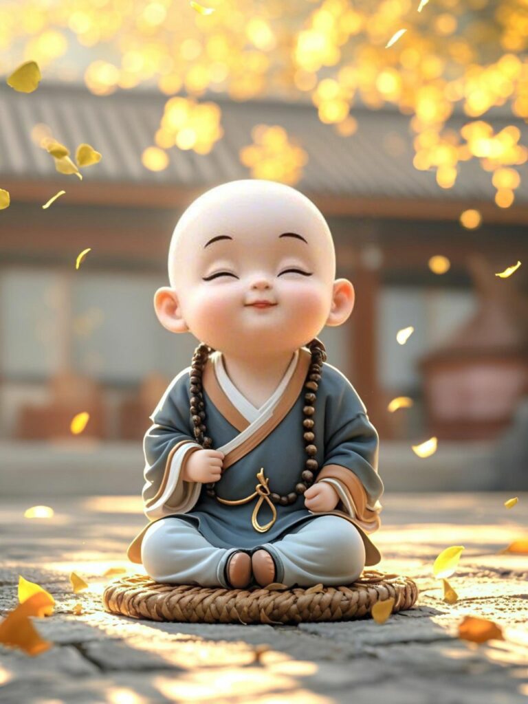 Ngồi thiền dưới nắng thu vàng nhẹ nhàng
