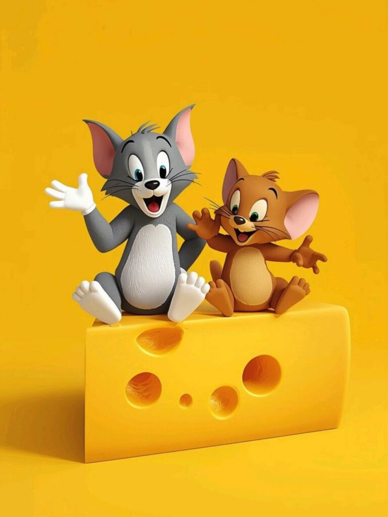 Tom Jerry tạo dáng trên khối phô mai