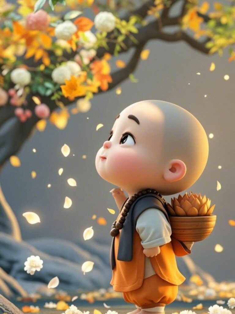 Hình nền iPad cute chú tiểu ngước nhìn trời thu đầy mộng mơ