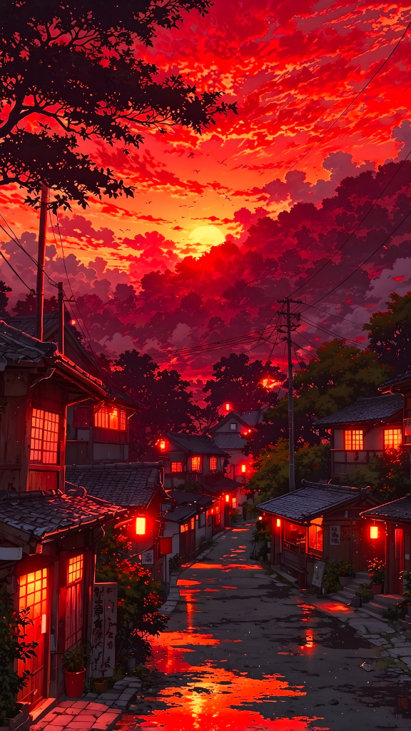 Hình nền đường phố màu đỏ 