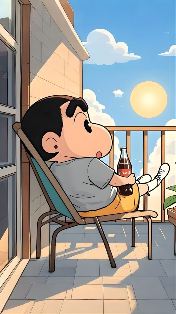 Hình nền Shin-chan chill chill dưới trời xanh