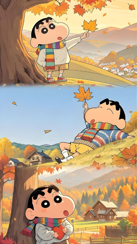 Hình nền Shin-chan chill chill trong trời thu