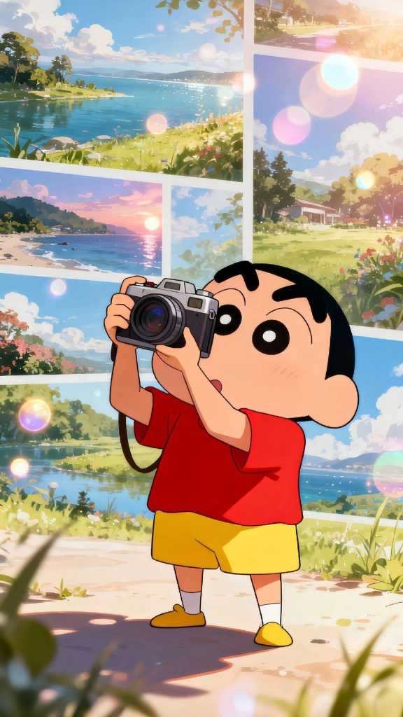Hình nền Nohara Shinnosuke chụp ảnh cực cool