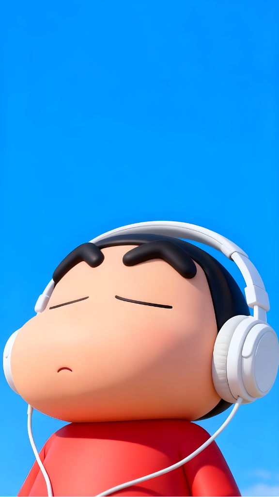 Hình nền Nohara Shinnosuke đeo tai nghe siêu cool