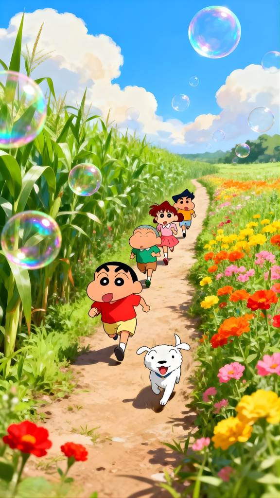 Hình nền Crayon Shin-chan cùng hội bạn mẫu giáo