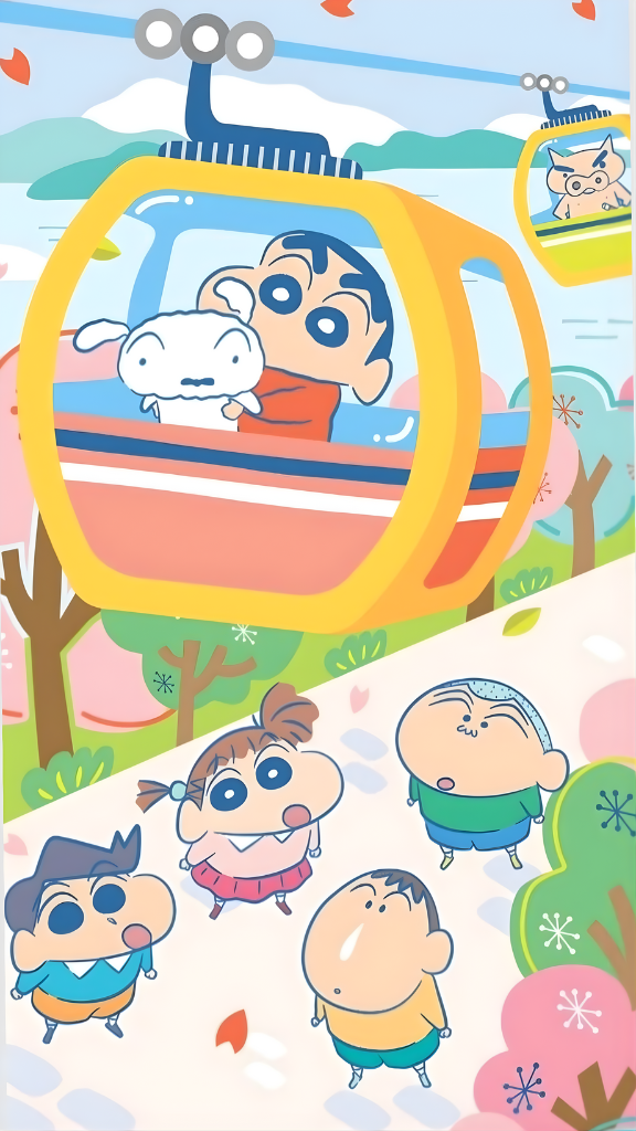 Hình nền Shin-chan cùng Kazama, Nene, Masao và Bo đi chơi vui vẻ