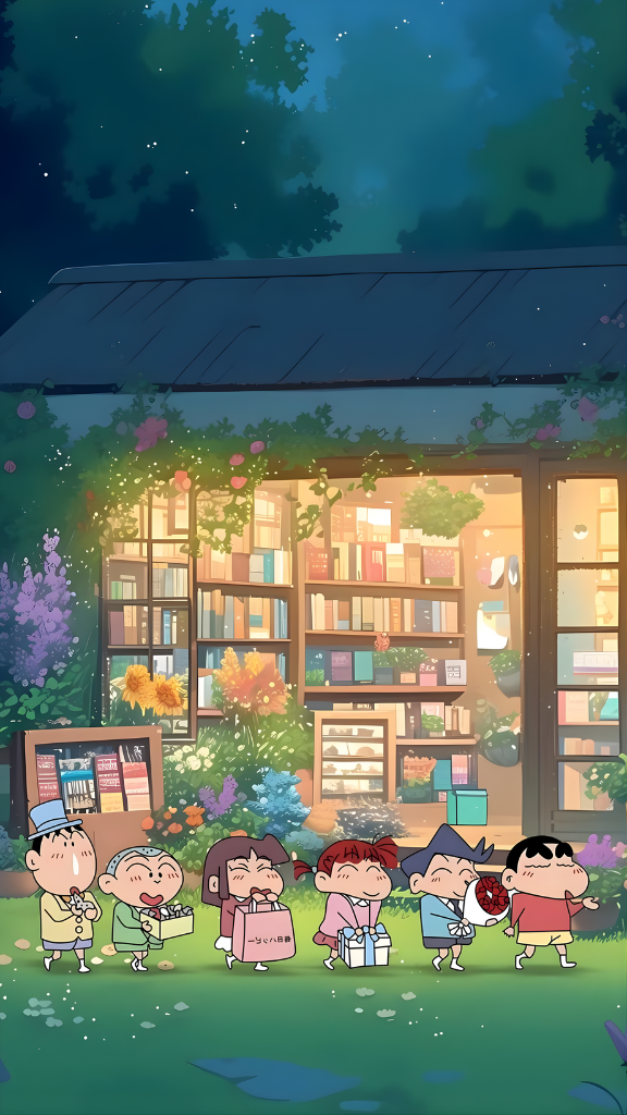 Hình nền Shin-chan cùng Kazama, Nene, Masao và Bo dự tiệc