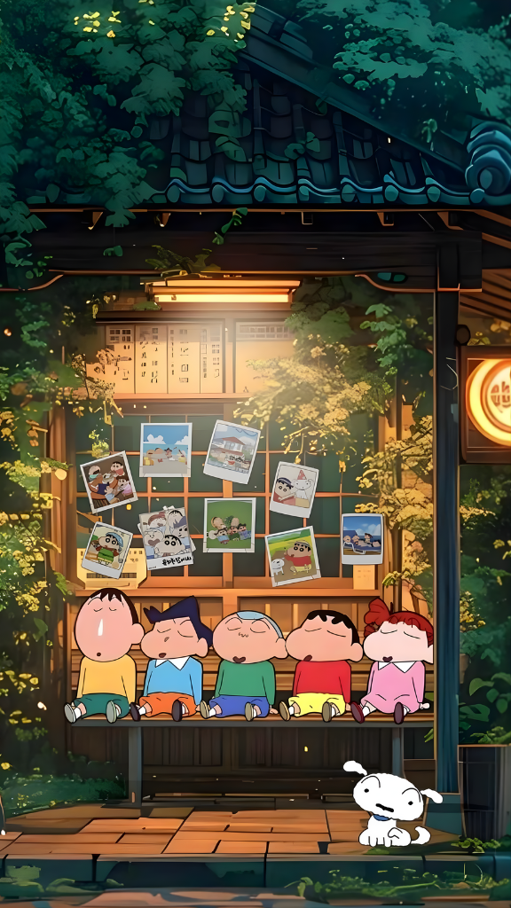 Hình nền Shin-chan cùng Kazama, Nene, Masao và Bo chill chill