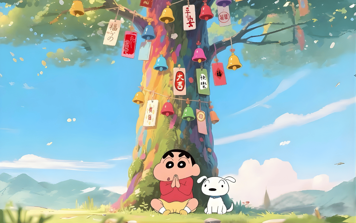 Hình nền Shin-chan cầu nguyện cùng Shiro