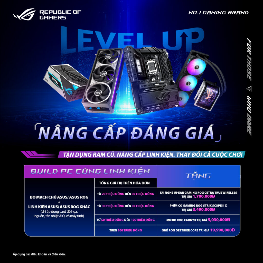 Chương trình khuyến mãi: Nâng cấp linh kiện ASUS nhận quà khủng 1 Chương trình khuyến mãi: Nâng cấp linh kiện ASUS nhận quà khủng